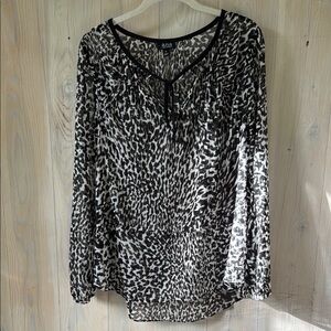 Ana Sheer Leopard Blouse Size M